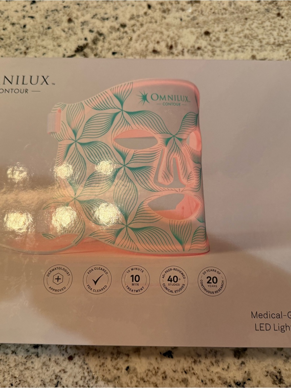 Omnilux Contour LED Mask - Pink with Teal Floral Pattern